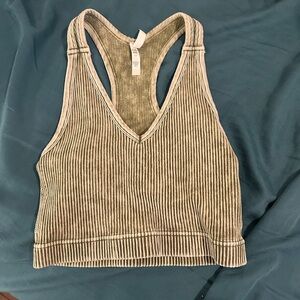 Zenana Striped Ribbed Crop Top